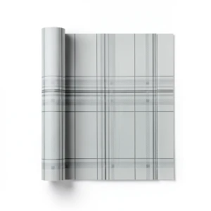 ورق حائط تصميم مقلم، لون رمادي مع رمادي غامق، مقاس 15.6m×106cm