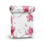 Floral Wall Covering 10m x 53cm Red with White