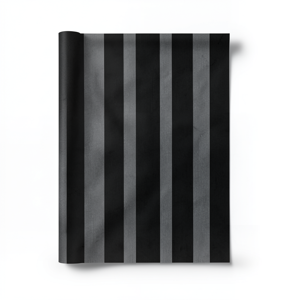 Wallpaper Striped Design Black with Grey, Size 15.6m×106cm