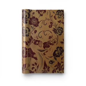 Wallpaper Floral Design 10m×53cm Golden with Dark Red