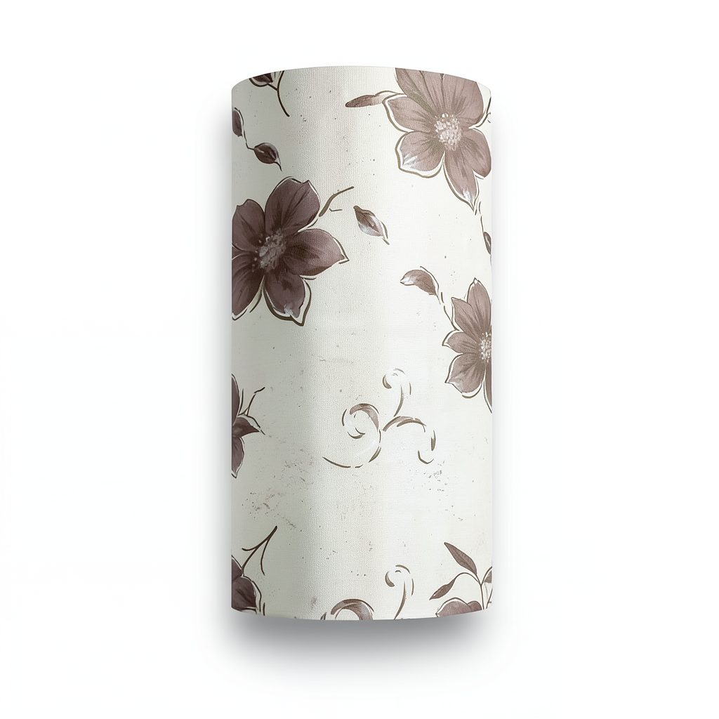 Floral Wall Decoration 10m x 53cm Brown on White and Beige
