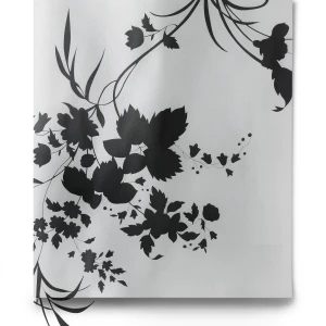 Wallpaper Floral Design 10m×53cm Black with Grey