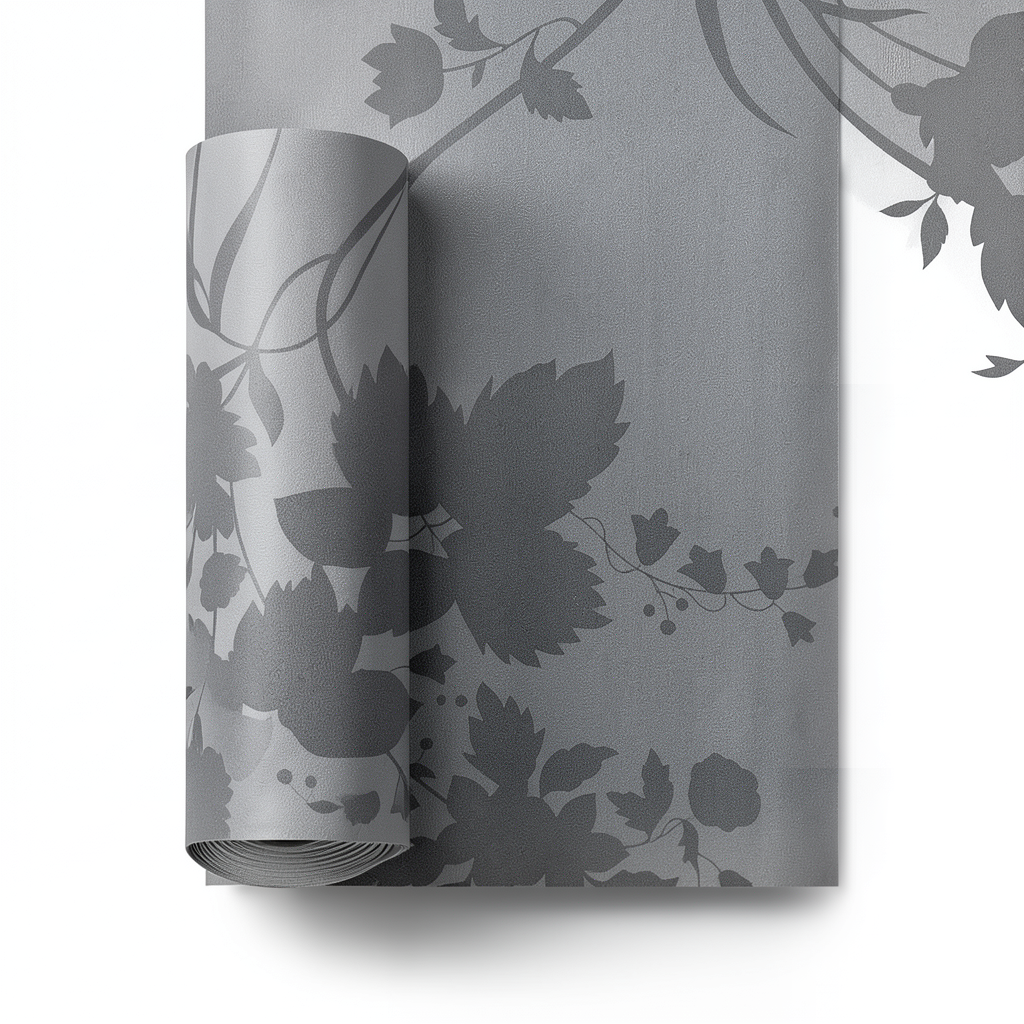 Floral Wall Covering 10m x 53cm, Dark Gray