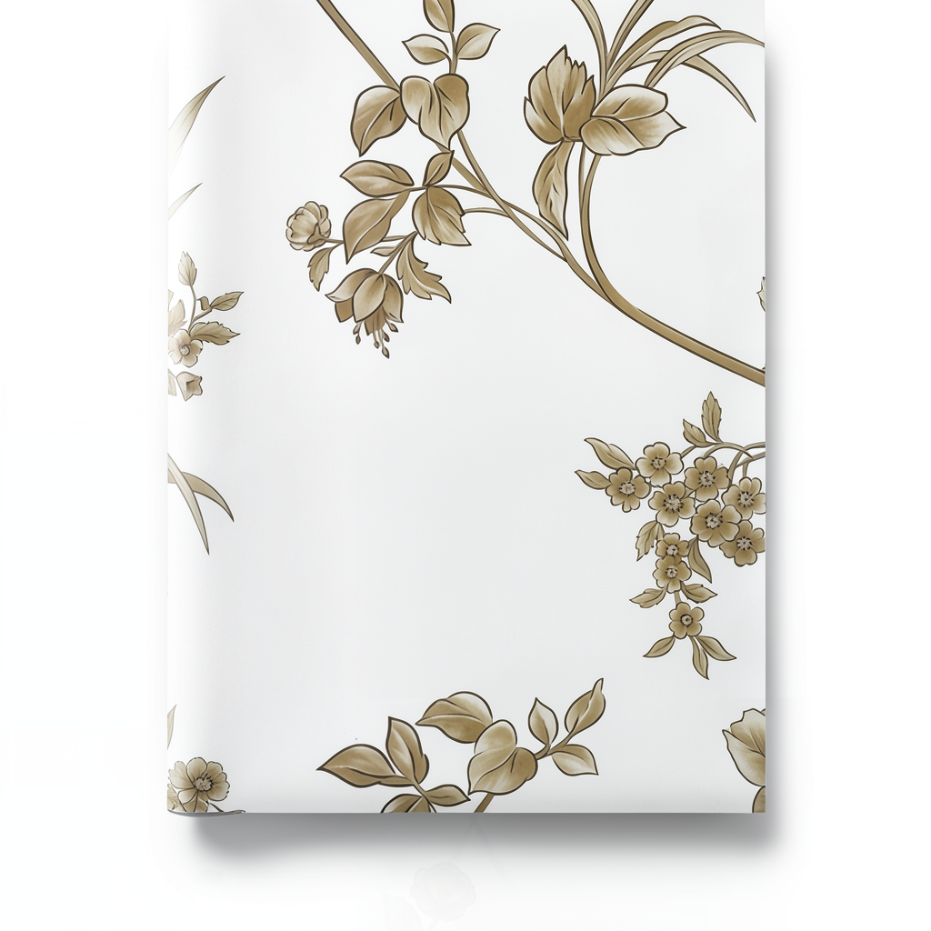 Wallpaper Floral Design 10m×53cm White and Brown Roses
