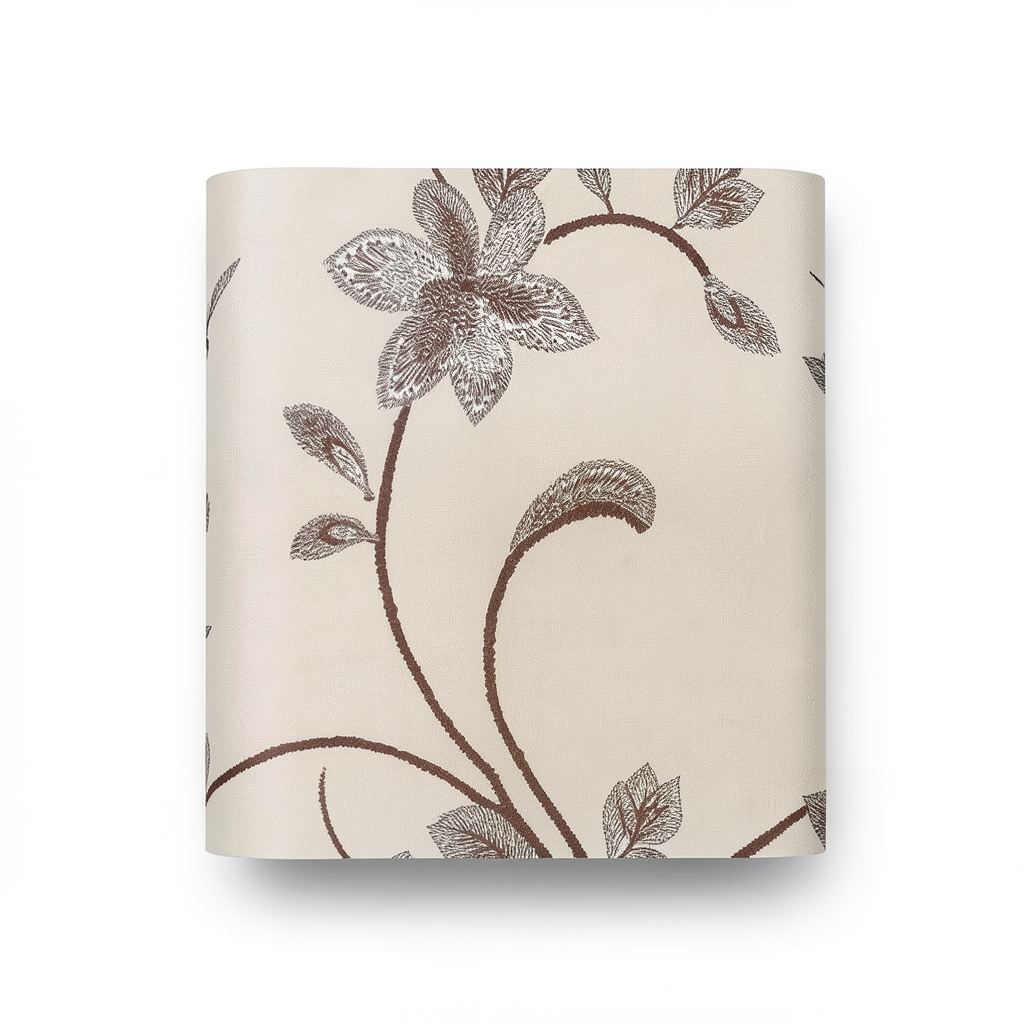 Floral Wall Decoration 10m x 53cm Brown Beige