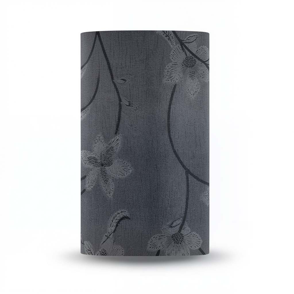 Floral Wall Covering 10m x 53cm Black on Dark Gray