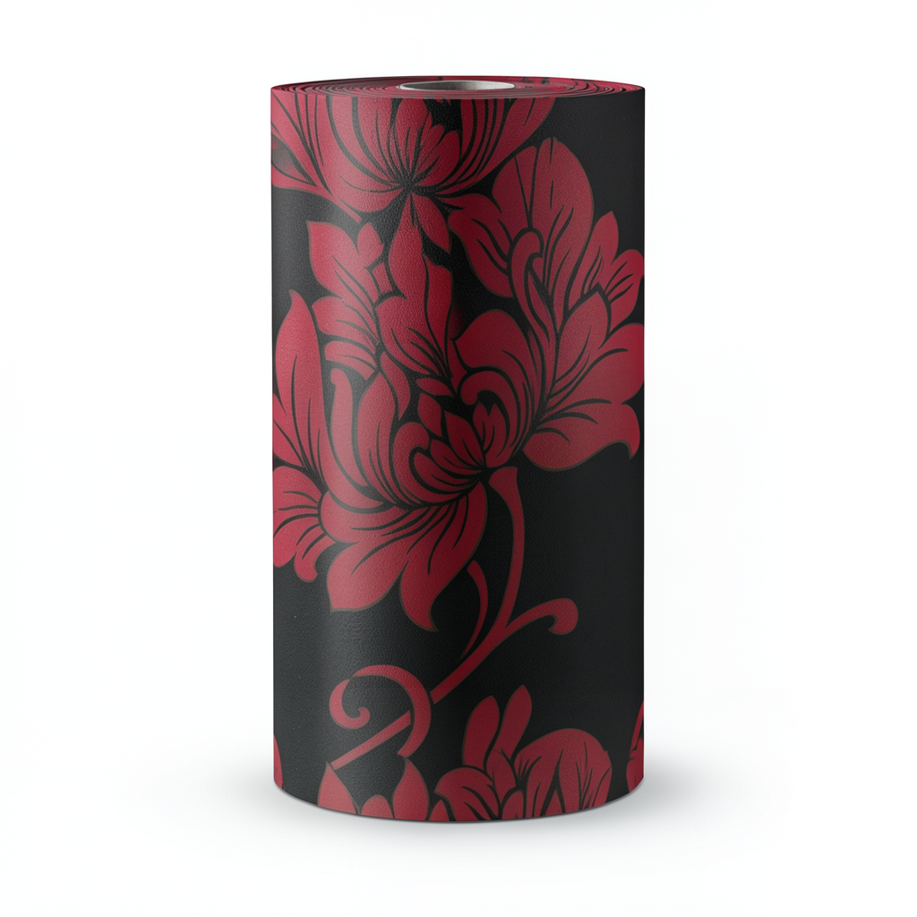 Wallpaper Floral Design 10m×53cm Black and Red