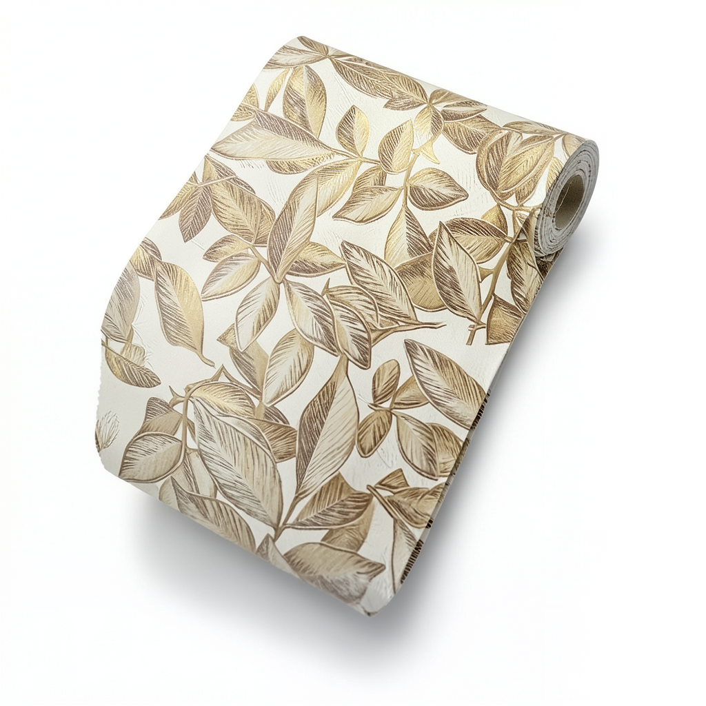 Tree-Patterned Wallpaper Vinyl Sheath 15.6m x 106cm Beige Brown Gold