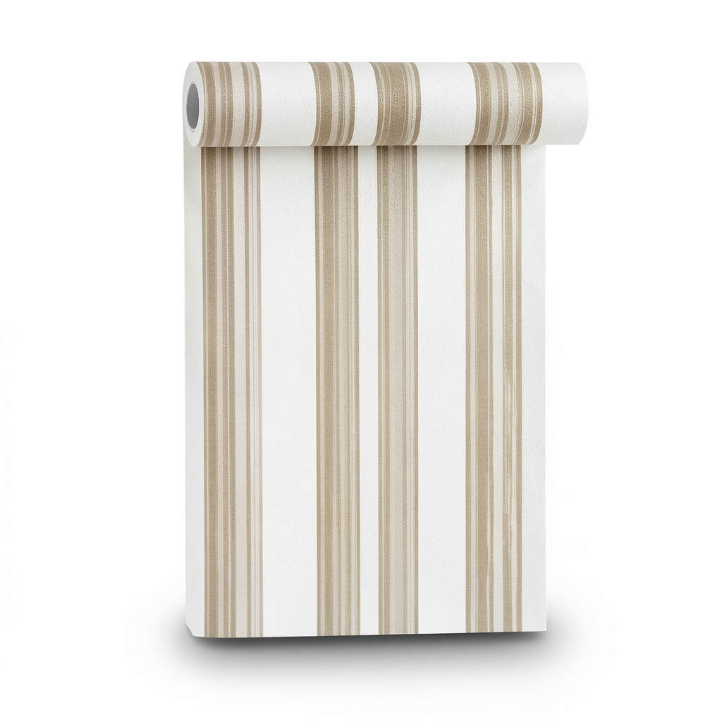 Wallpaper Striped Design Brown on White, Size 10m×53cm