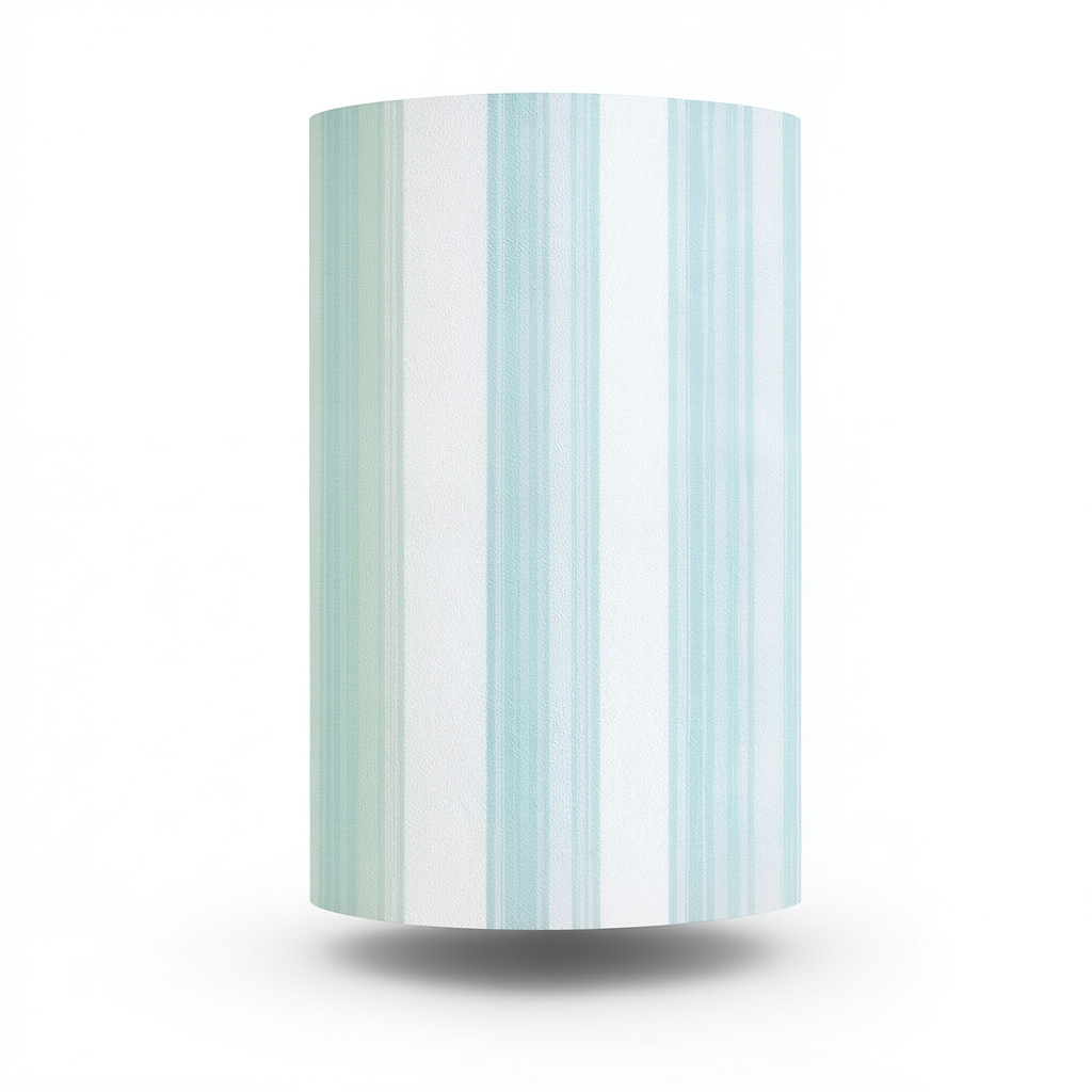 Wallpaper Striped Design White with Cyan and Light Green 10m×53cm