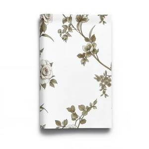 Wallpaper Floral Design 10m×53cm White and Brown Roses