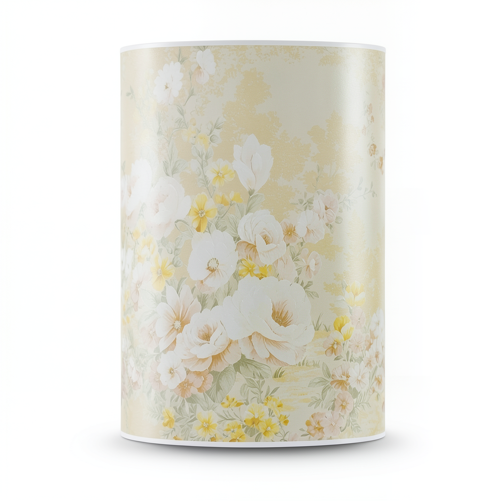 Floral Wallpaper Vinyl Sheath 15.6m x 106cm Beige Yellow