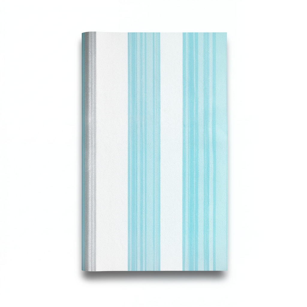 Wallpaper Striped Design Cyan and White with Silver Color, Size 10m×53cm
