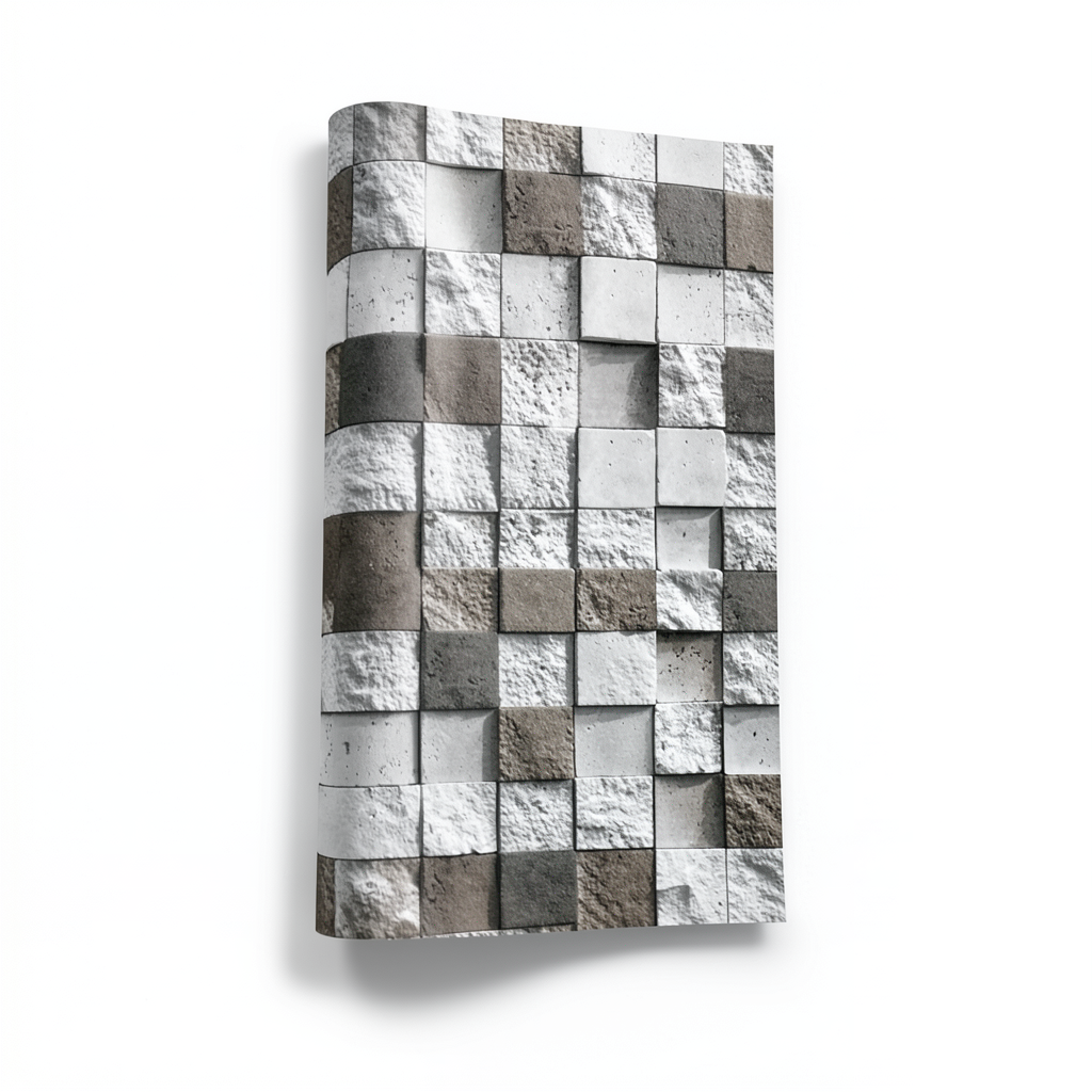 Modern Wall Covering 15.6m x 100cm White with Brown