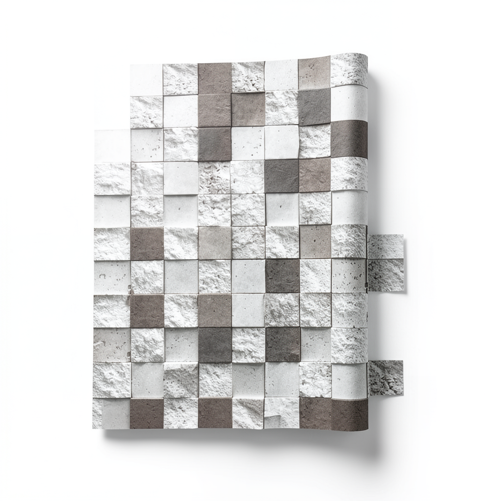 Modern Wall Covering 15.6m x 100cm White with Brown