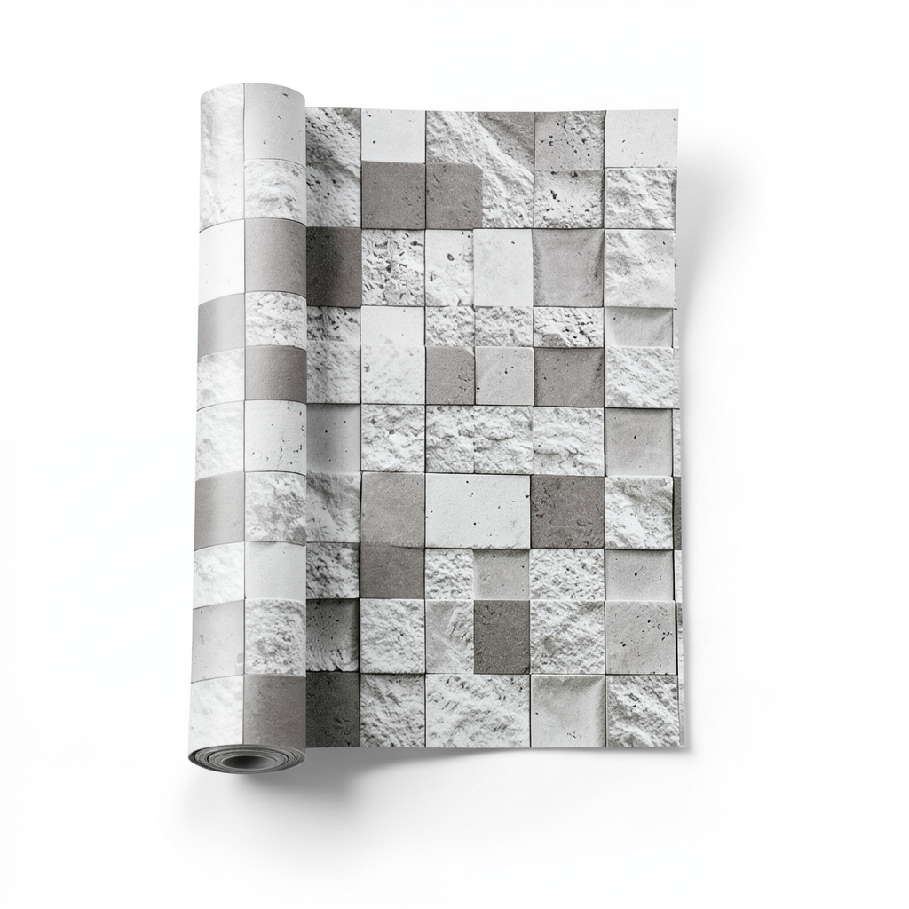 Modern Wall Covering 15.6m x 100cm White with Brown