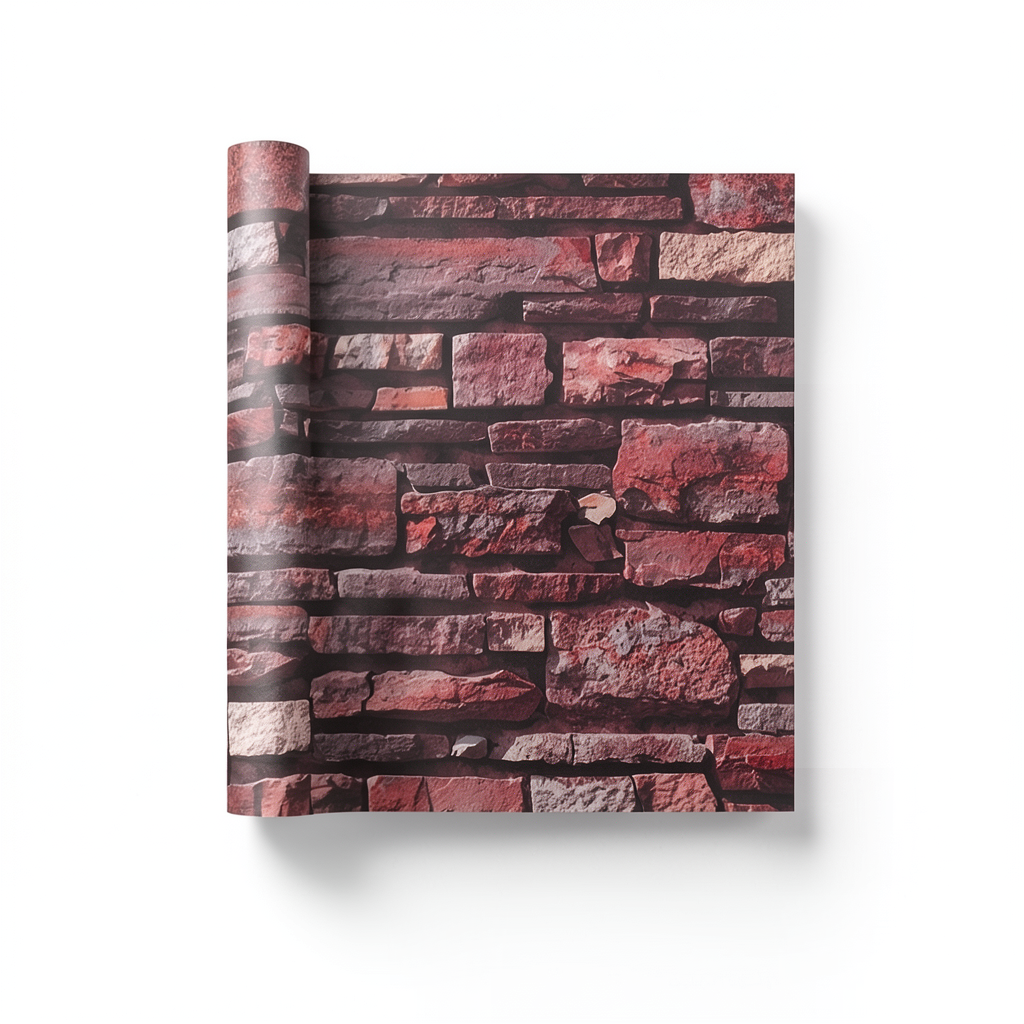 Modern Wallpaper 15.6m×100cm Red with Brown