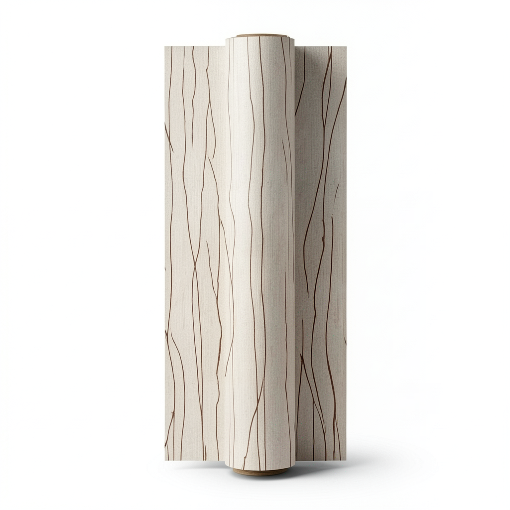 Plain Wallpaper 15.6m×106cm Beige with Brown Veins