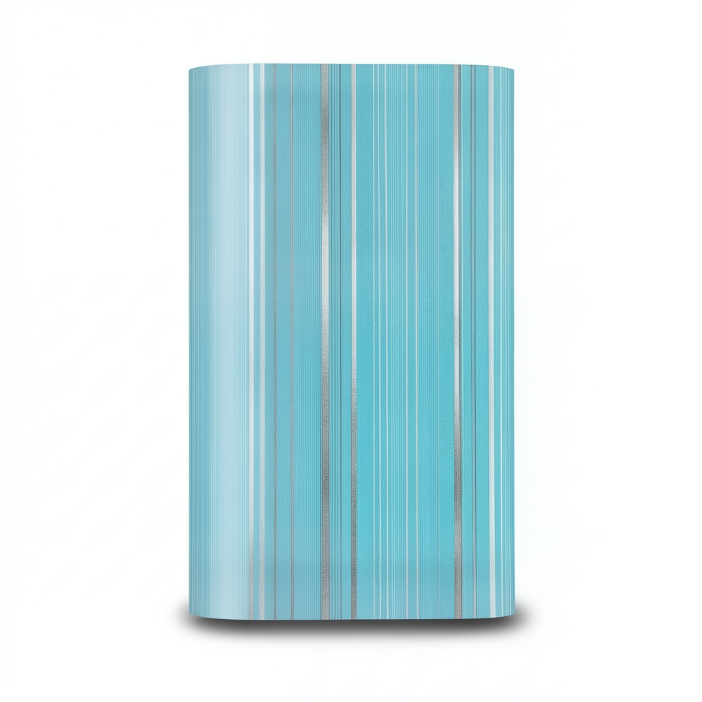 Wallpaper Striped Design 15.6m×100cm Cyan with Silver