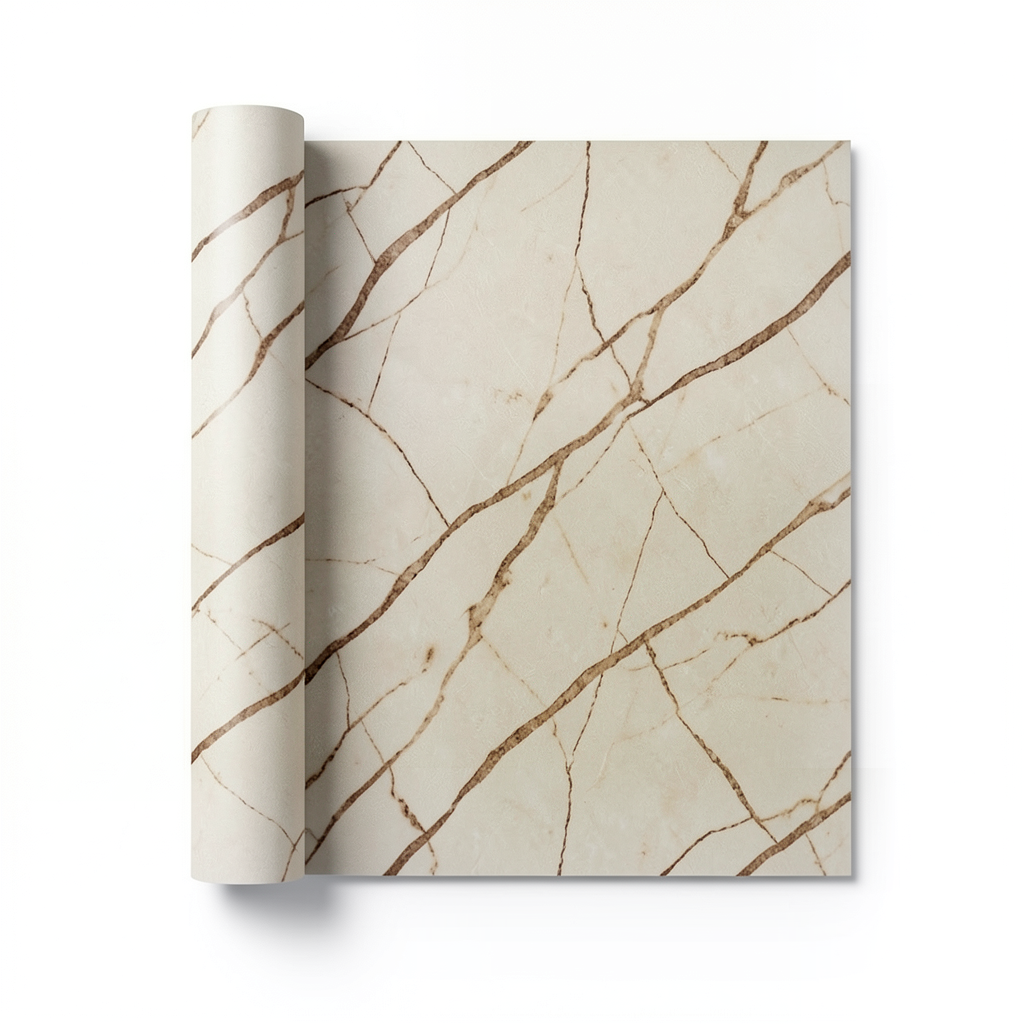 Plain Wallpaper 15.6m×106cm Beige with Brown Veins