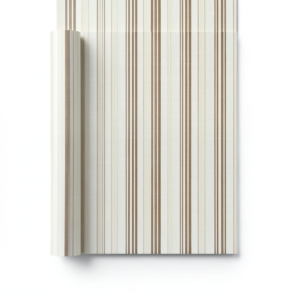Wallpaper Striped Design Light Beige with Brown Stripes 15.6m×106cm