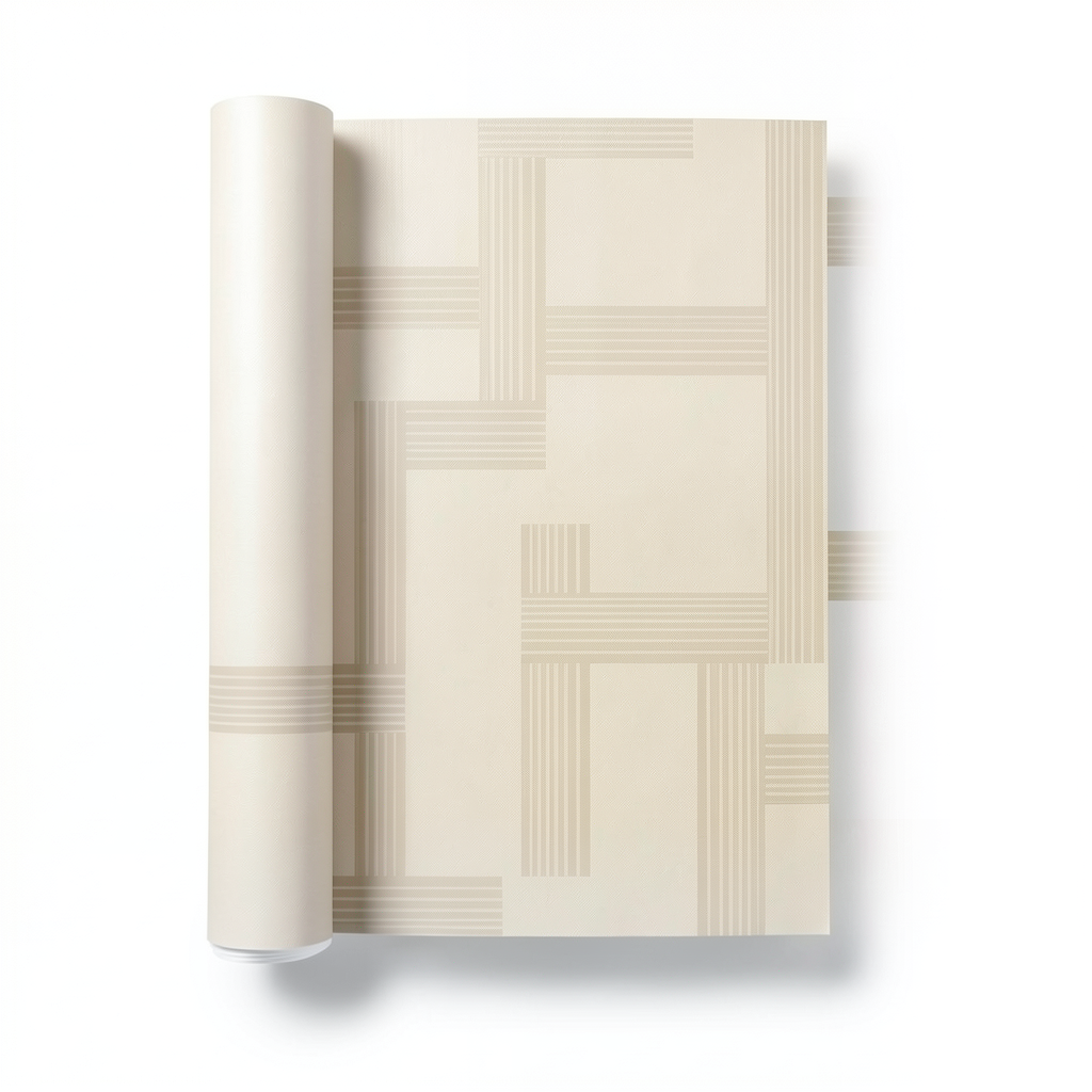 Wallpaper Striped Design Size 15.6m×106cm Beige Color