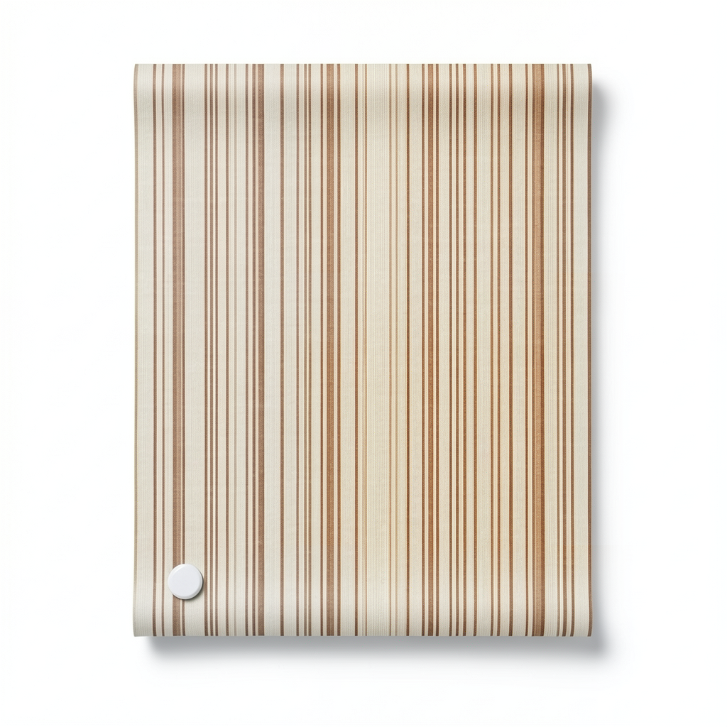 ورق حائط تصميم مقلم بيج فاتح مع خطوط بنية 15.6 م×106 سم