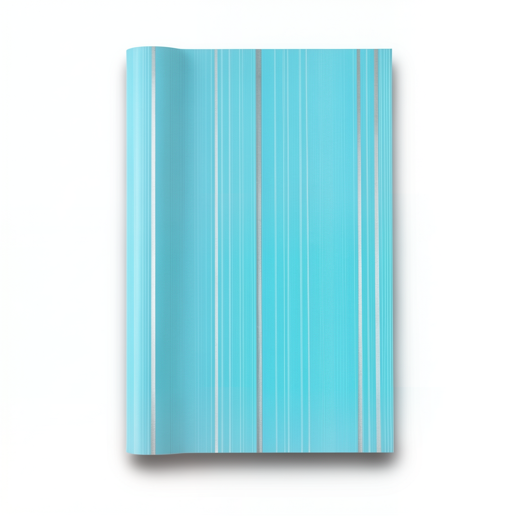 ورق حائط تصميم مقلم 15.6 م×100 سم سماوي مع فضي
