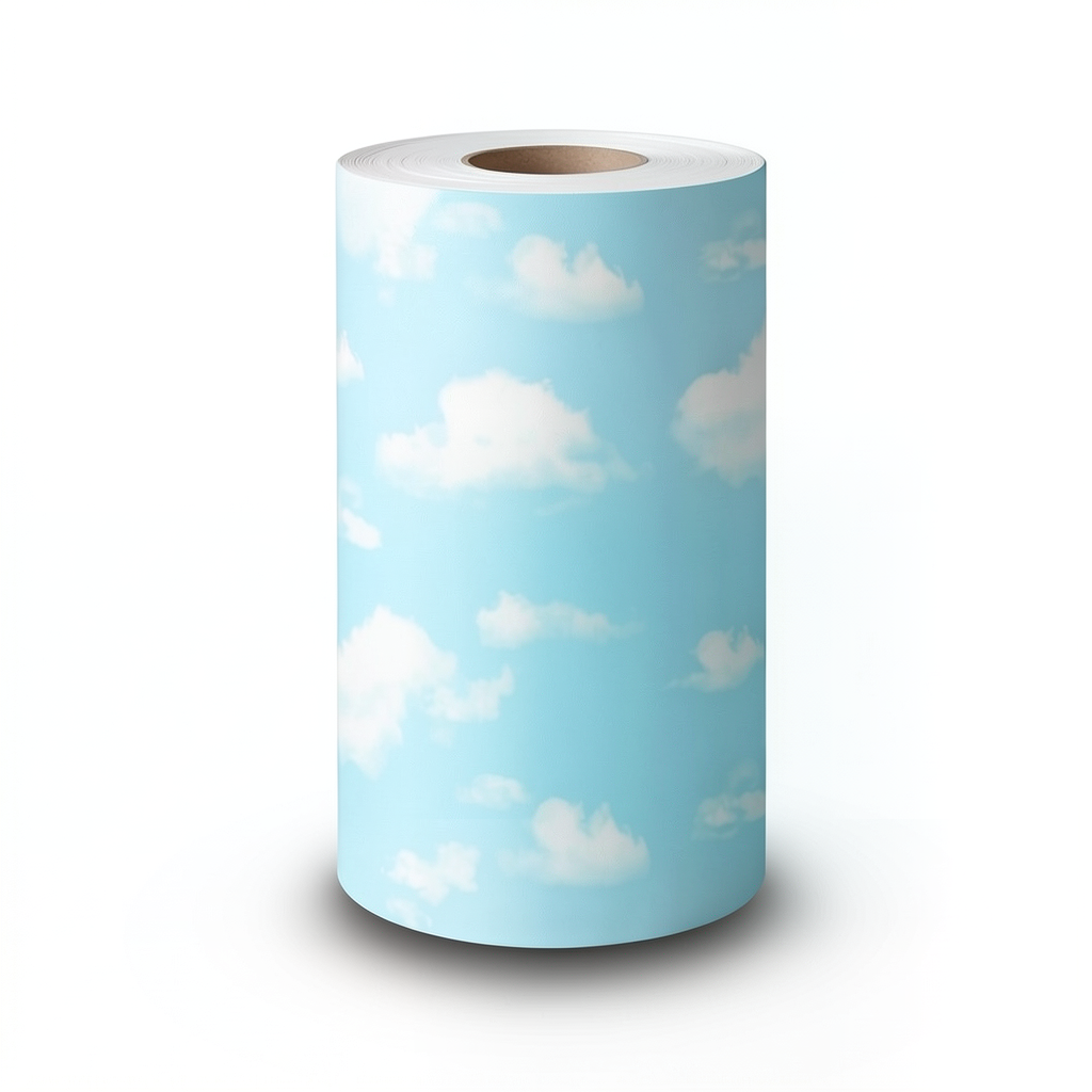 Wallpaper Classic Design 15.6m×106cm Cyan and White
