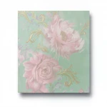 Italian Wall Decoration, Size 10m x 0.73m, Green with Pink, Model 24109
