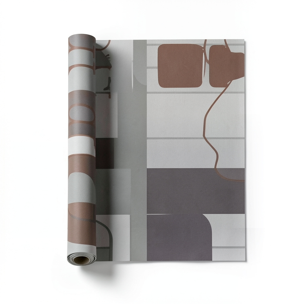 Vinyl Wallpaper Youthful Design 10m×53cm Brown with Gray