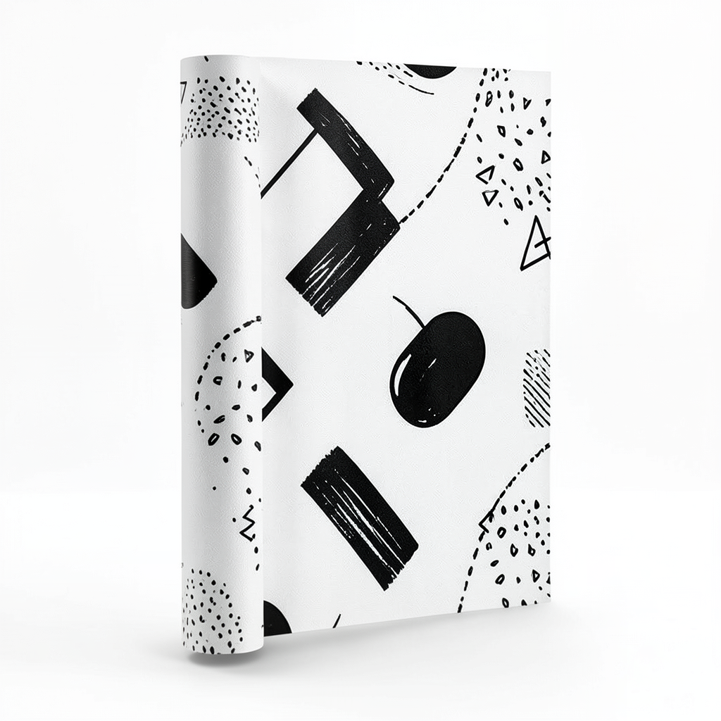 Vinyl Wall Decoration Youthful Design 10m×53cm White and Black