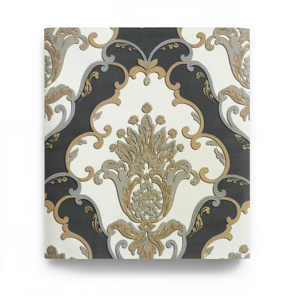Classic Wallpaper Dark Gray with Beige, Size 10m×1.06m, Model 83005