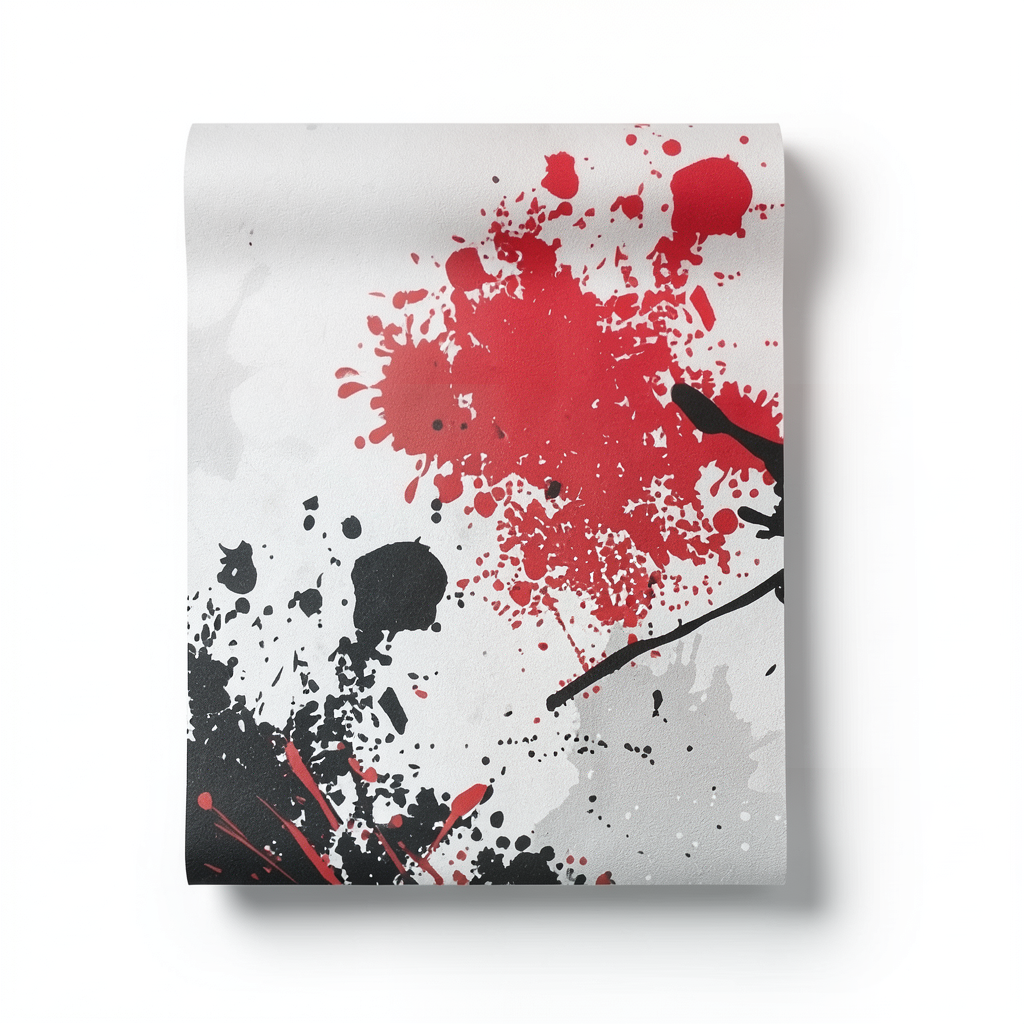 Vinyl Wallpaper Youthful Design 10m×53cm Gray White Black Red