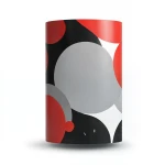 Vinyl Wall Decoration Youthful Design 10m×53cm Black with Red, Gray & White
