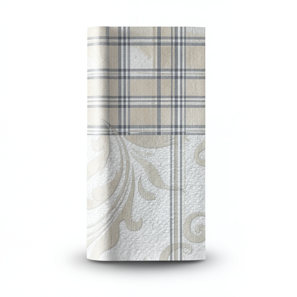 Patterned Wallpaper 15.6m×100cm Beige Plaid Gray White