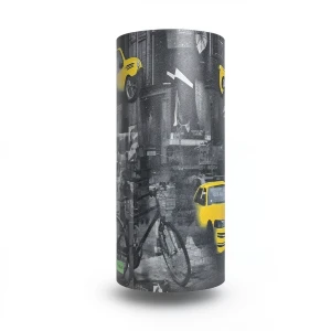 ورق جدران فينيل تصميم شبابي 10 م×53 سم اصفر و رمادي غامق