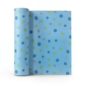 Vinyl Wall Decoration Youthful Design 10m×53cm Blue with Green, Gray & White