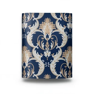 Italian Wallpaper Navy Blue with Beige, 10m x 1.06m, Model 82004
