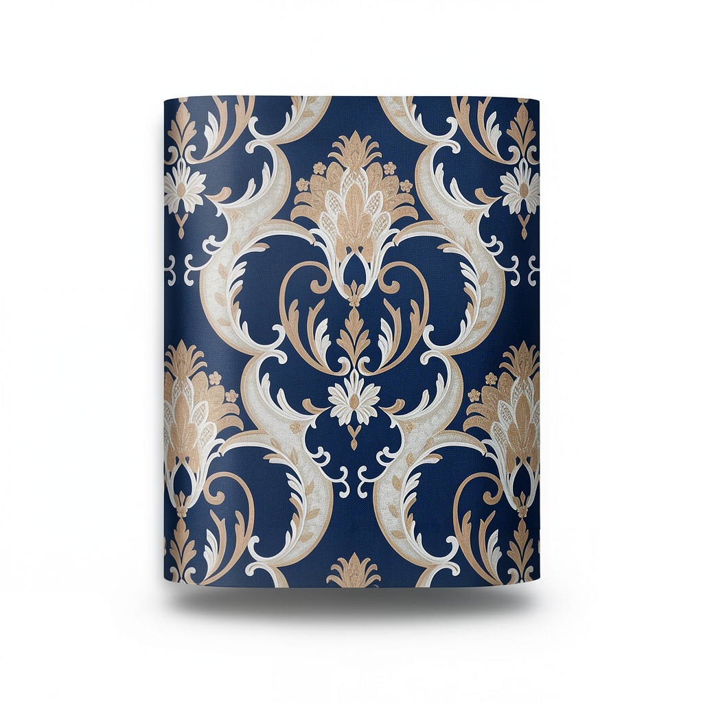 Italian Wallpaper Navy Blue with Beige, 10m x 1.06m, Model 82004