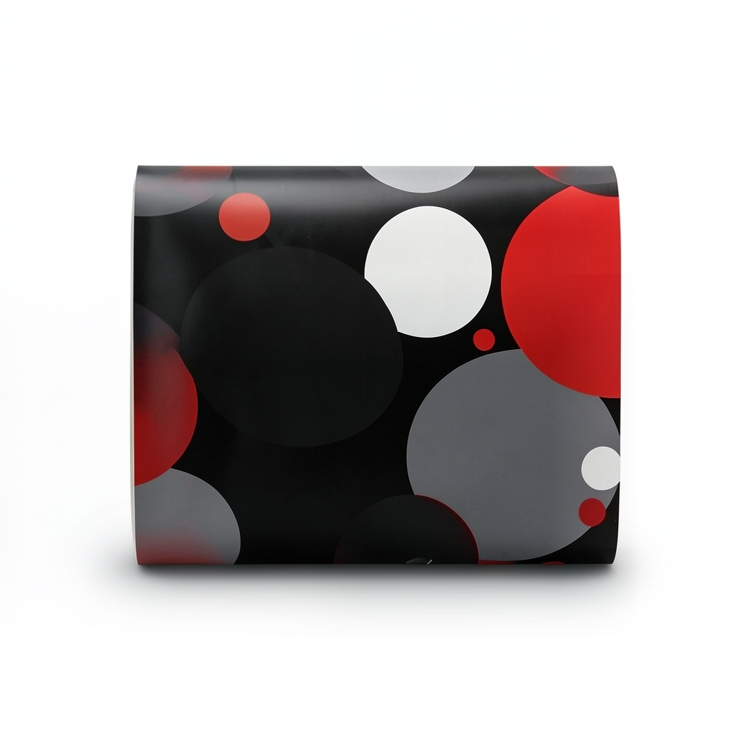 Vinyl Wall Decoration Youthful Design 10m×53cm Black with Red, Gray & White