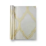 Vinyl Wallpaper Patterned Design 15.6m×106cm Gold with Gray