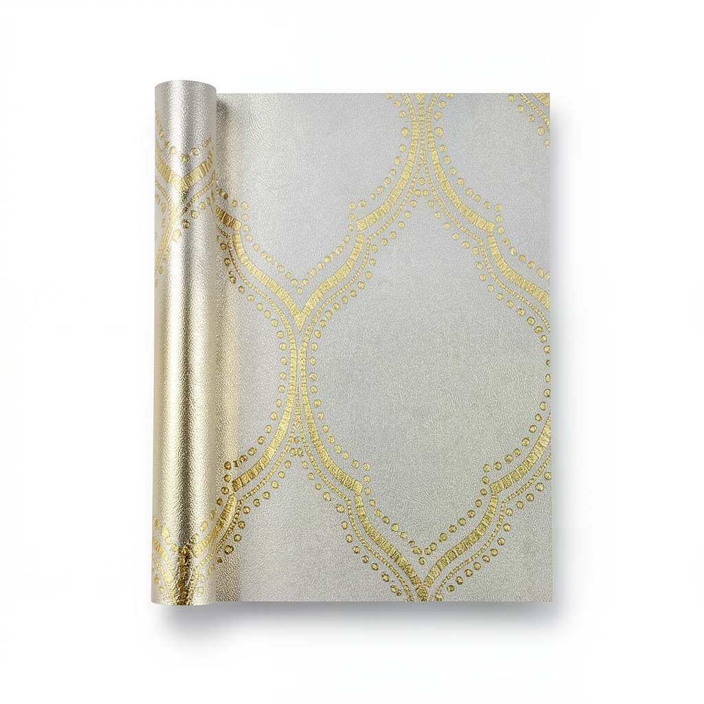 Vinyl Wallpaper Patterned Design 15.6m×106cm Gold with Gray