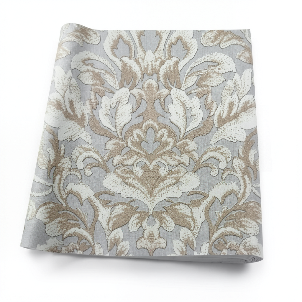 Vinyl Wallpaper Patterned Design 15.6m × 100 cm Gray with Brown