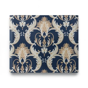 Italian Wallpaper Navy Blue with Beige, 10m x 1.06m, Model 82004