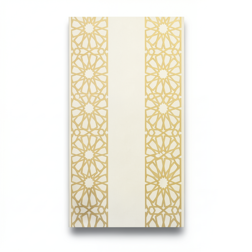 Patterned Wallpaper 15.6m Length, 100cm Width, Beige and Gold