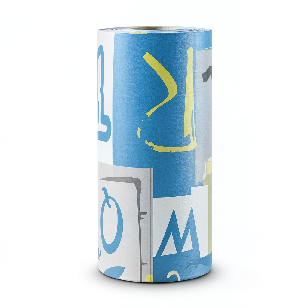 Vinyl Wallpaper Youthful Design 10m×53cm Blue Gray Yellow