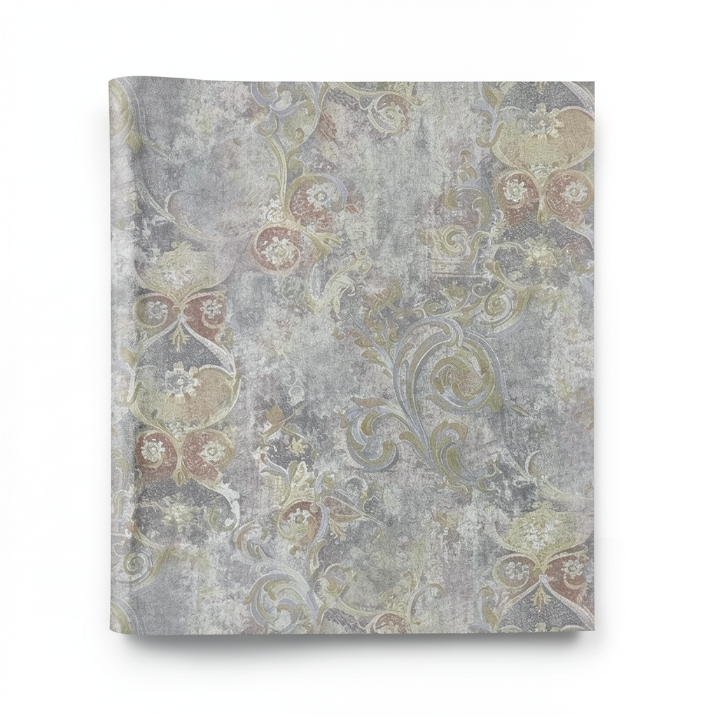 Italian Wallpaper Size 10m×1.06m, Gray with Beige Color, Model 82033