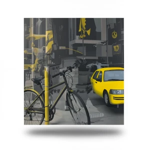 Vinyl Wall Decoration Youthful Design 10m×53cm Yellow Dark Gray
