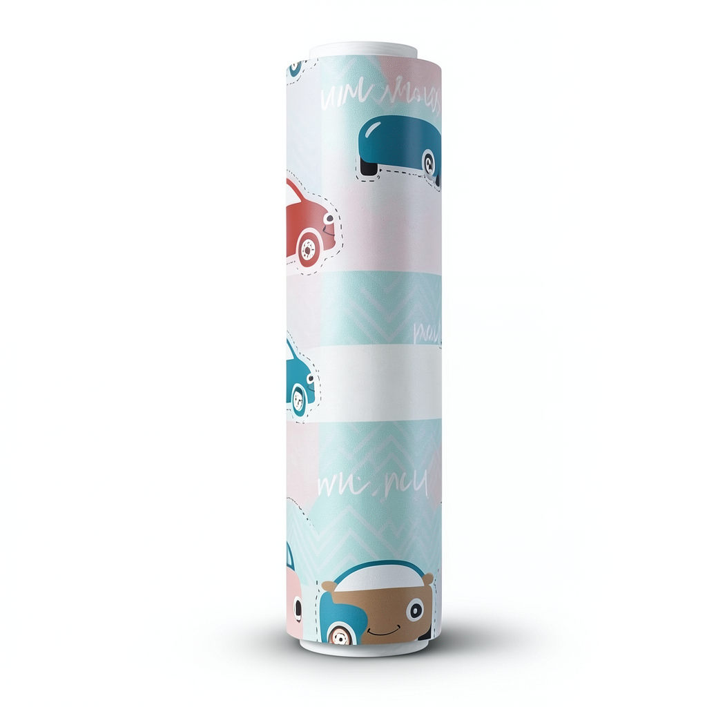 Vinyl Wallpaper Youthful Design 10m×53cm Blue Pink Brown